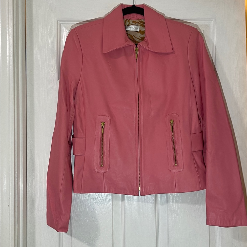 Dana Buchman  Leather Jacket with Gold Zippers